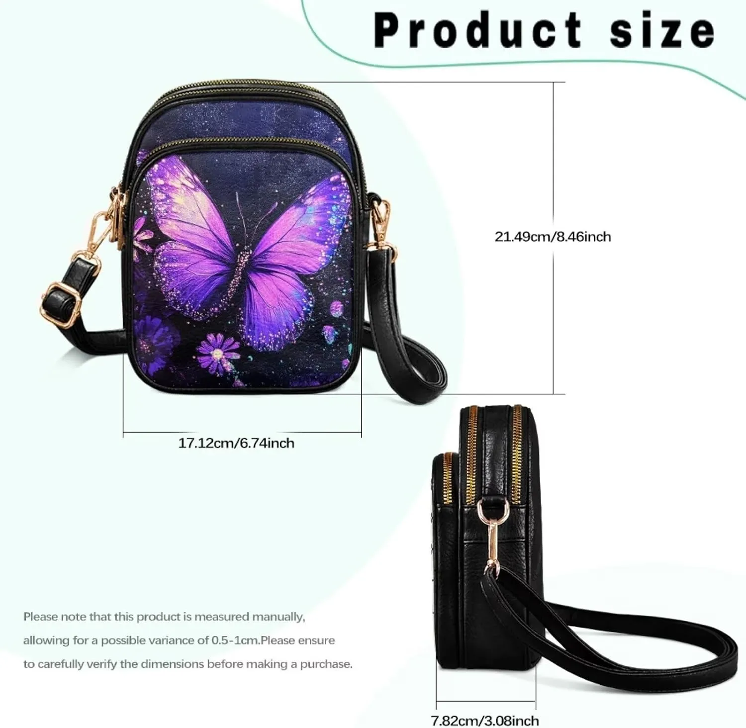GIFTPUZZ Cross Body Bag for Women Soft Leather Wallet Phone Bag with Multi Pockets 6.74 * 3.08 * 8.46 inches