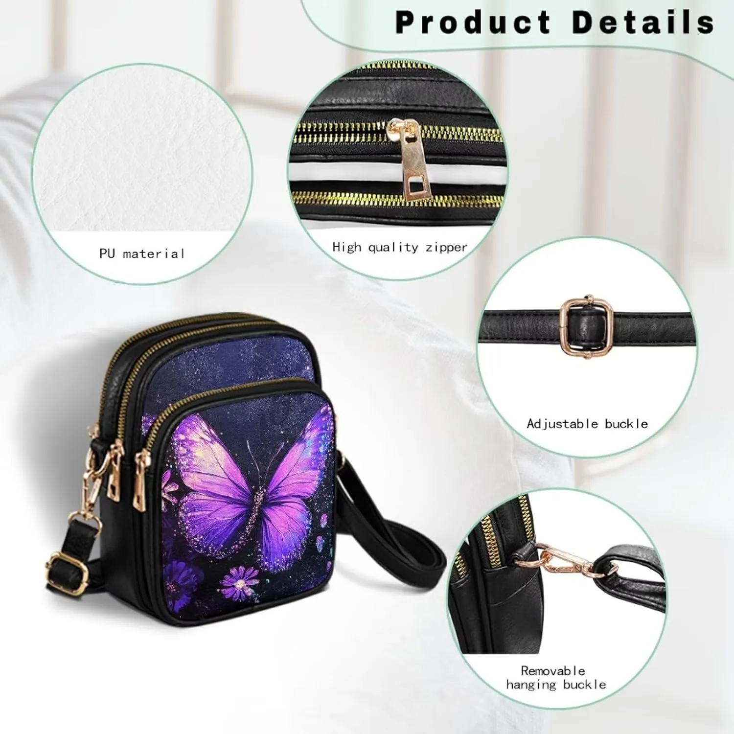 GIFTPUZZ Cross Body Bag for Women Soft Leather Wallet Phone Bag with Multi Pockets 6.74 * 3.08 * 8.46 inches