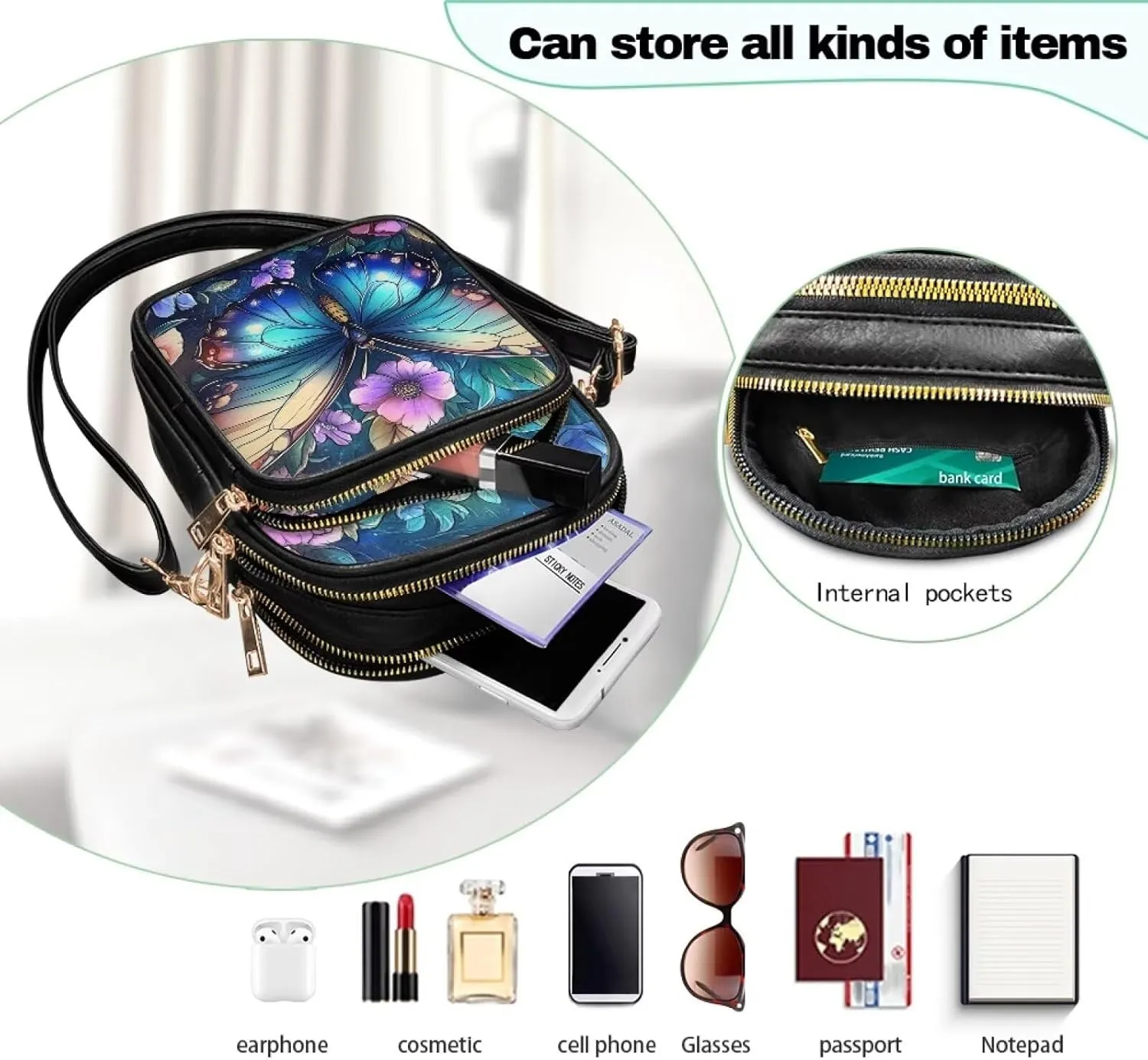 GIFTPUZZ Cross Body Bag for Women Soft Leather Wallet Phone Bag with Multi Pockets 6.74 * 3.08 * 8.46 inches