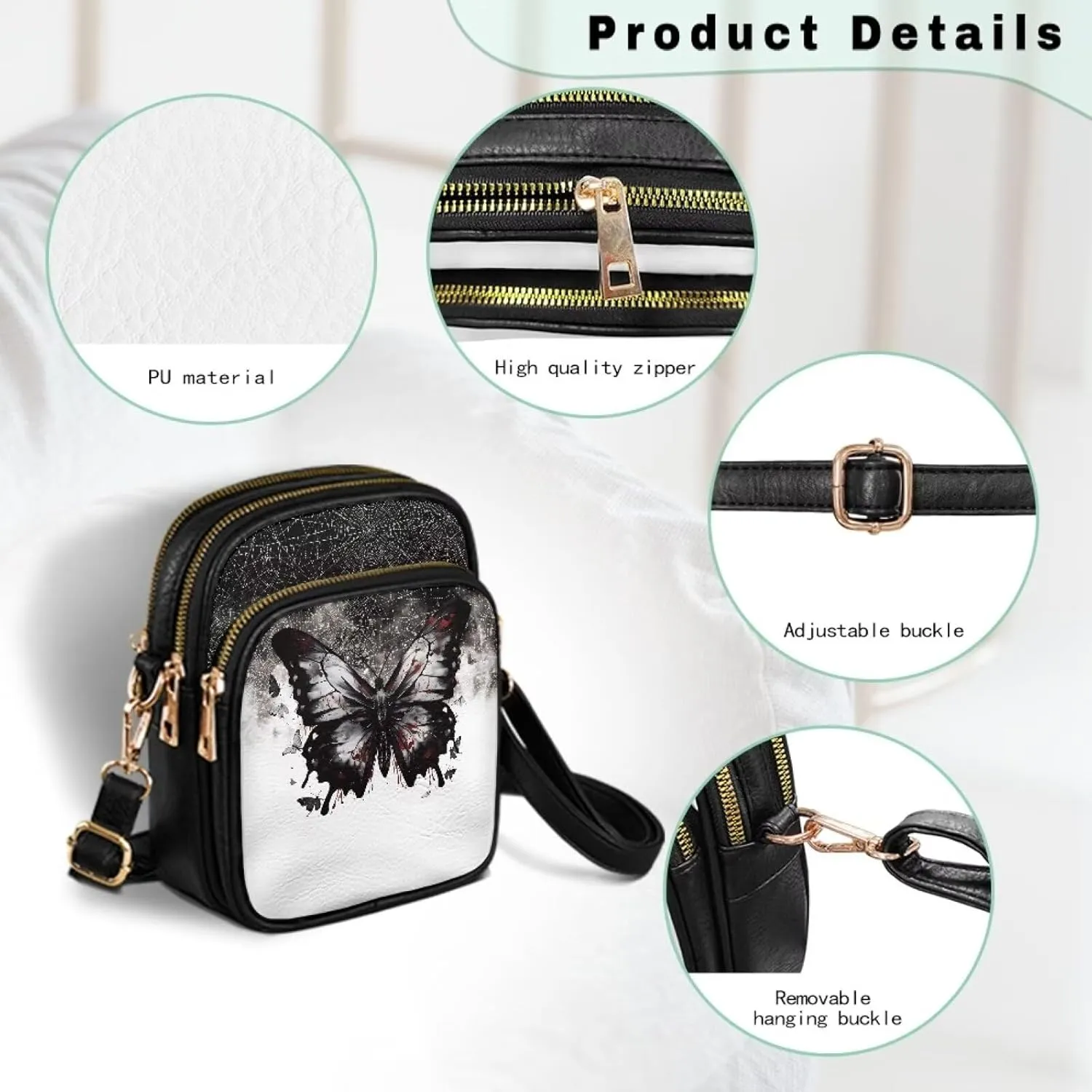 GIFTPUZZ Cross Body Bag for Women Soft Leather Wallet Phone Bag with Multi Pockets 6.74 * 3.08 * 8.46 inches
