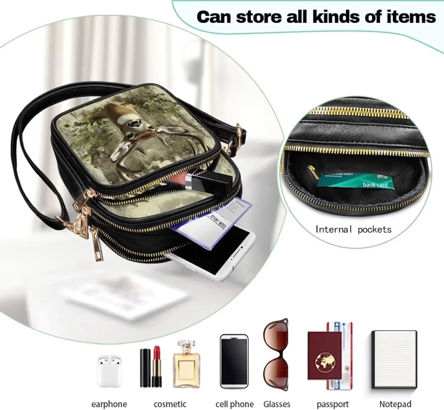 GIFTPUZZ Cross Body Bag for Women Soft Leather Wallet Phone Bag with Multi Pockets 6.74 * 3.08 * 8.46 inches