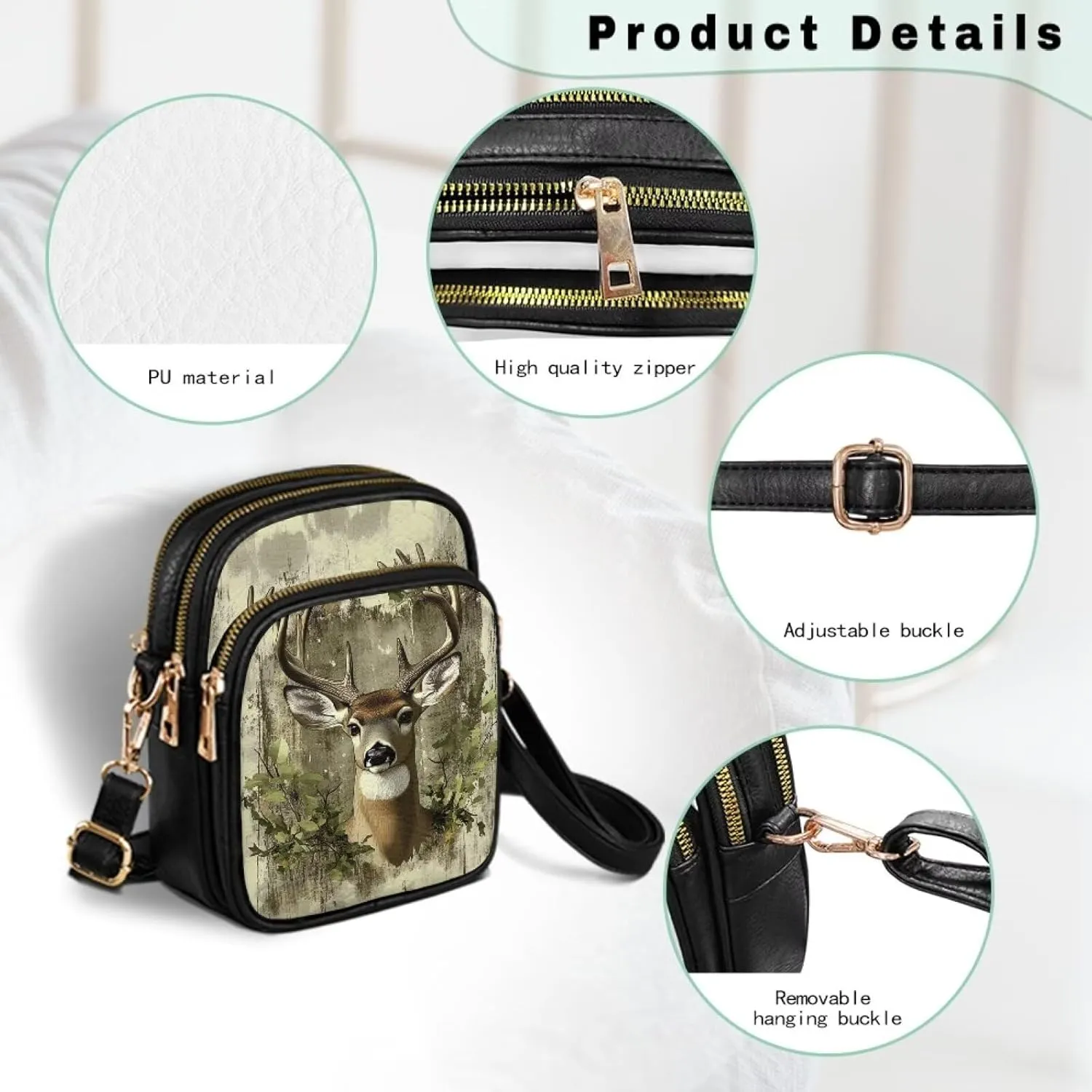 GIFTPUZZ Cross Body Bag for Women Soft Leather Wallet Phone Bag with Multi Pockets 6.74 * 3.08 * 8.46 inches