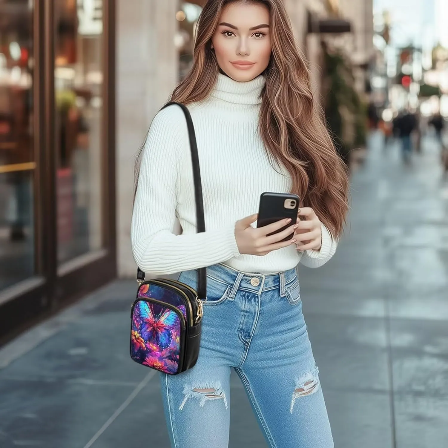 GIFTPUZZ Cross Body Bag for Women Soft Leather Wallet Phone Bag with Multi Pockets 6.74 * 3.08 * 8.46 inches