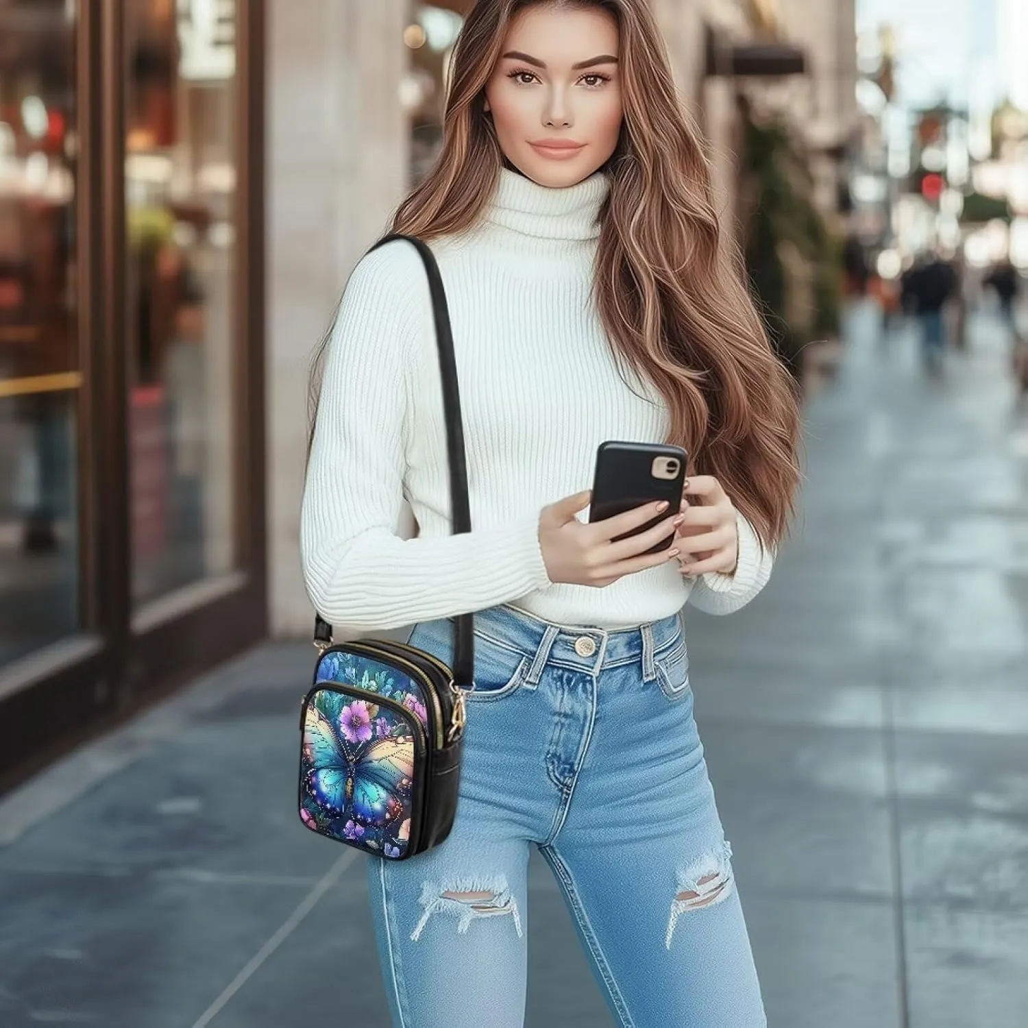 GIFTPUZZ Cross Body Bag for Women Soft Leather Wallet Phone Bag with Multi Pockets 6.74 * 3.08 * 8.46 inches
