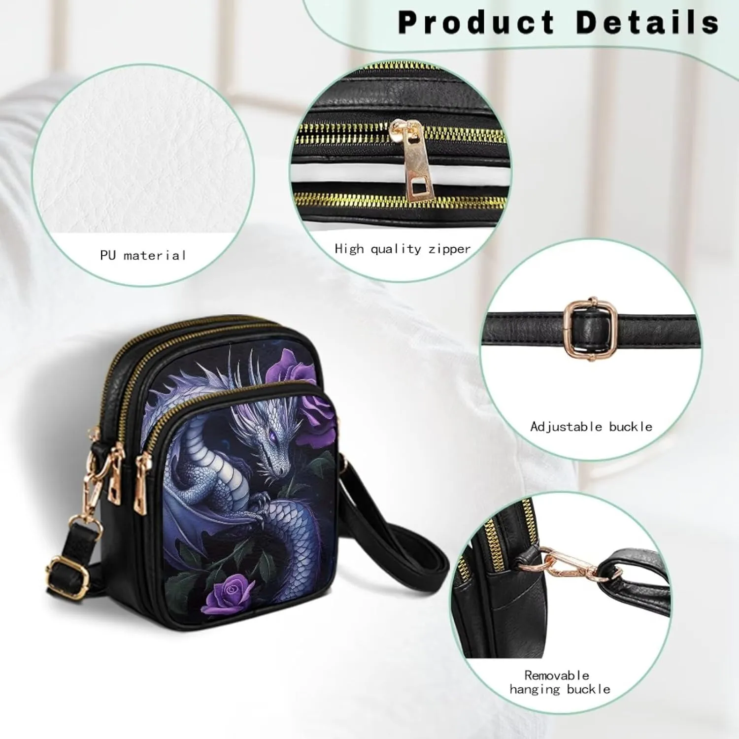 GIFTPUZZ Crossbody Purses for Women Medium Soft Leathe Bag with 3 Pockets Adjustable Strap and Internal Zipper Pocket