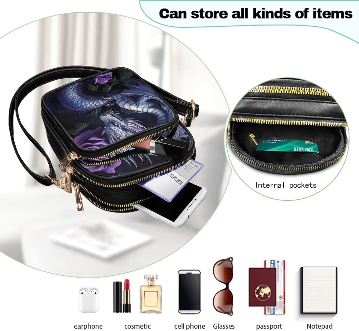 GIFTPUZZ Crossbody Purses for Women Medium Soft Leathe Bag with 3 Pockets Adjustable Strap and Internal Zipper Pocket