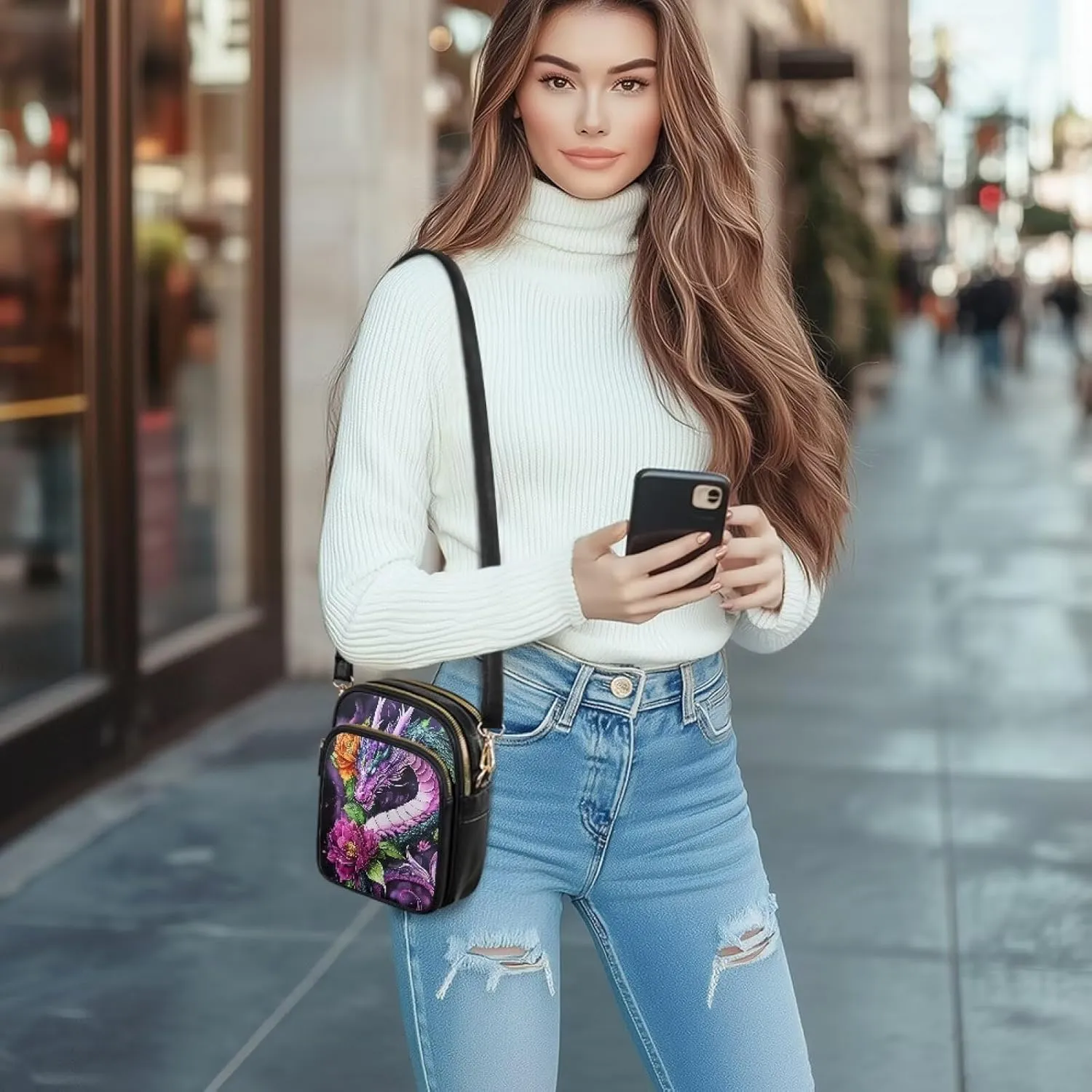 GIFTPUZZ Crossbody Purses for Women Medium Soft Leathe Bag with 3 Pockets Adjustable Strap and Internal Zipper Pocket