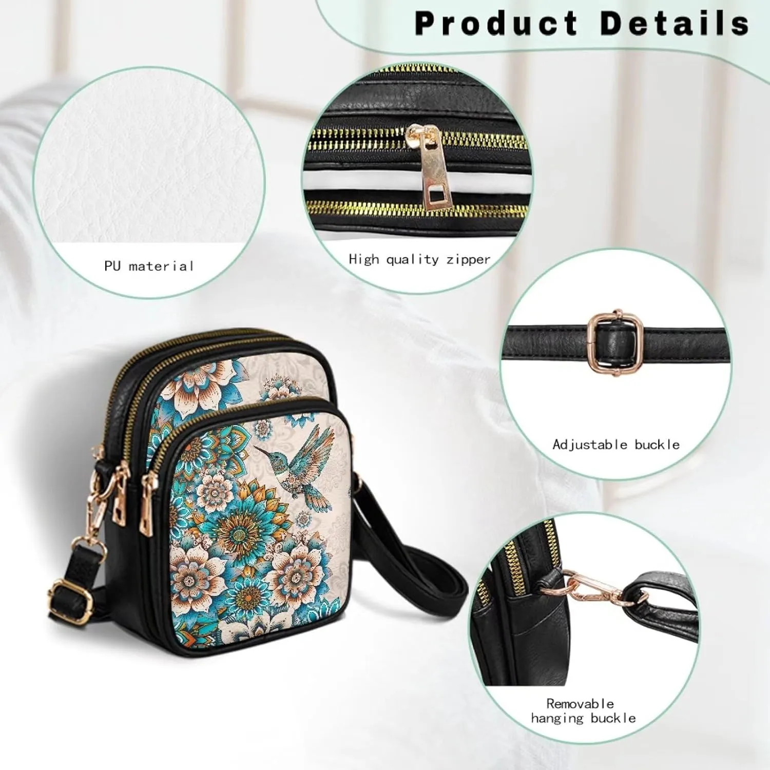 GIFTPUZZ Leather Crossbody Bags for Women Ladies Sling Handbags Medium Cross body Purses Handbags Soft