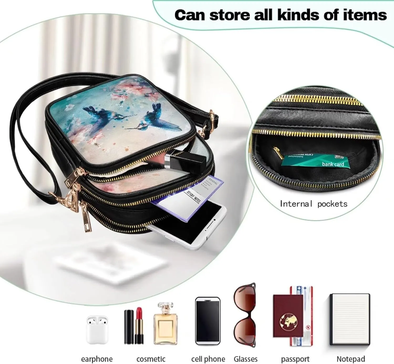 GIFTPUZZ Leather Crossbody Bags for Women Ladies Sling Handbags Medium Cross body Purses Handbags Soft