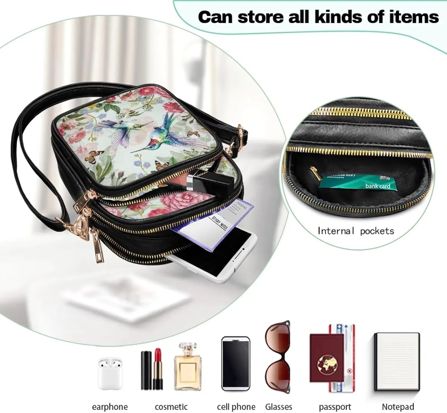 GIFTPUZZ Leather Crossbody Bags for Women Ladies Sling Handbags Medium Cross body Purses Handbags Soft