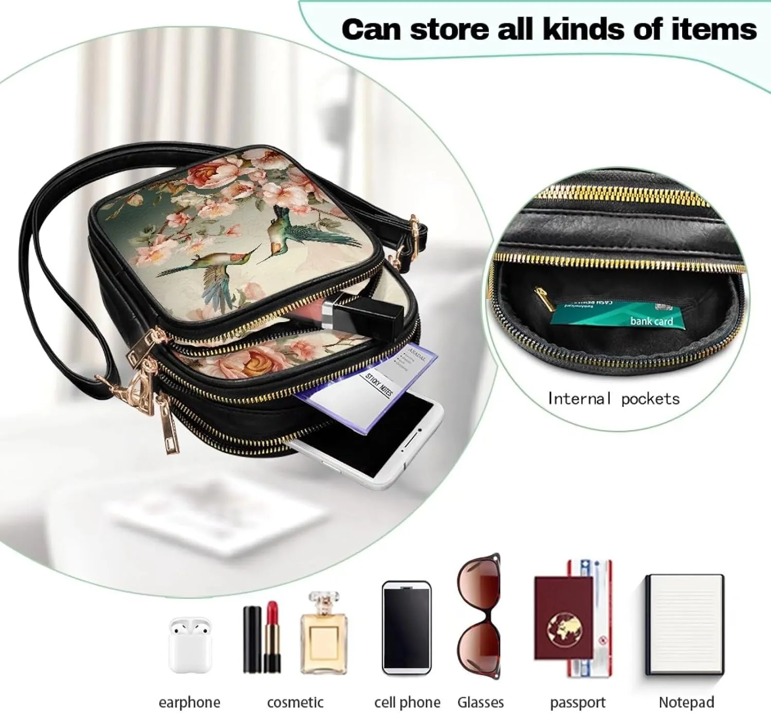 GIFTPUZZ Leather Crossbody Bags for Women Ladies Sling Handbags Medium Cross body Purses Handbags Soft