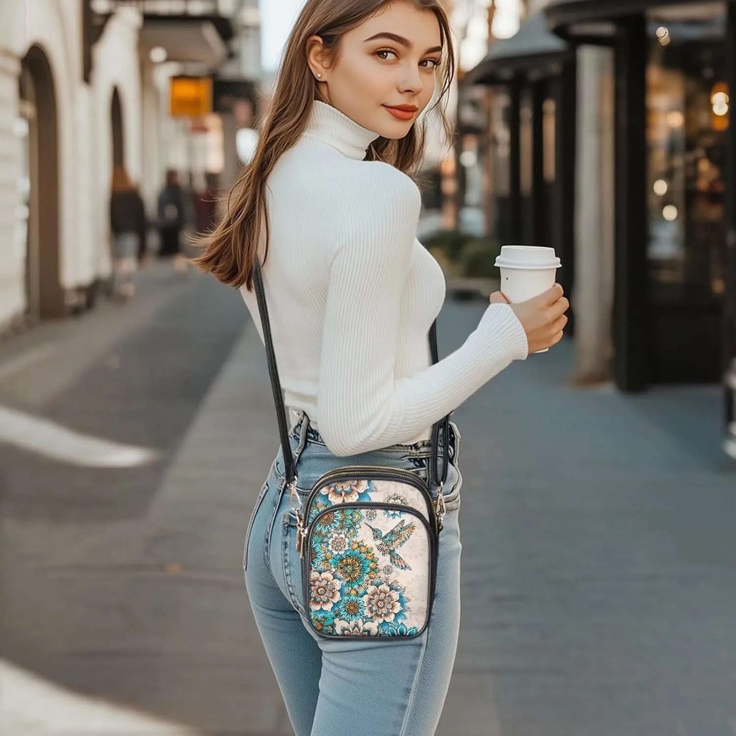 GIFTPUZZ Leather Crossbody Bags for Women Ladies Sling Handbags Medium Cross body Purses Handbags Soft