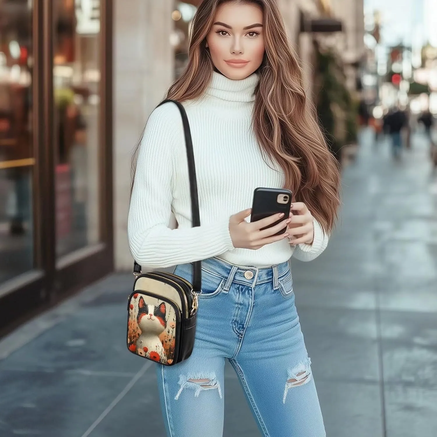 GIFTPUZZ Small Sling Bag for Women Cross Body Bag Leather Wallet for Women Work Travel Anti Theft