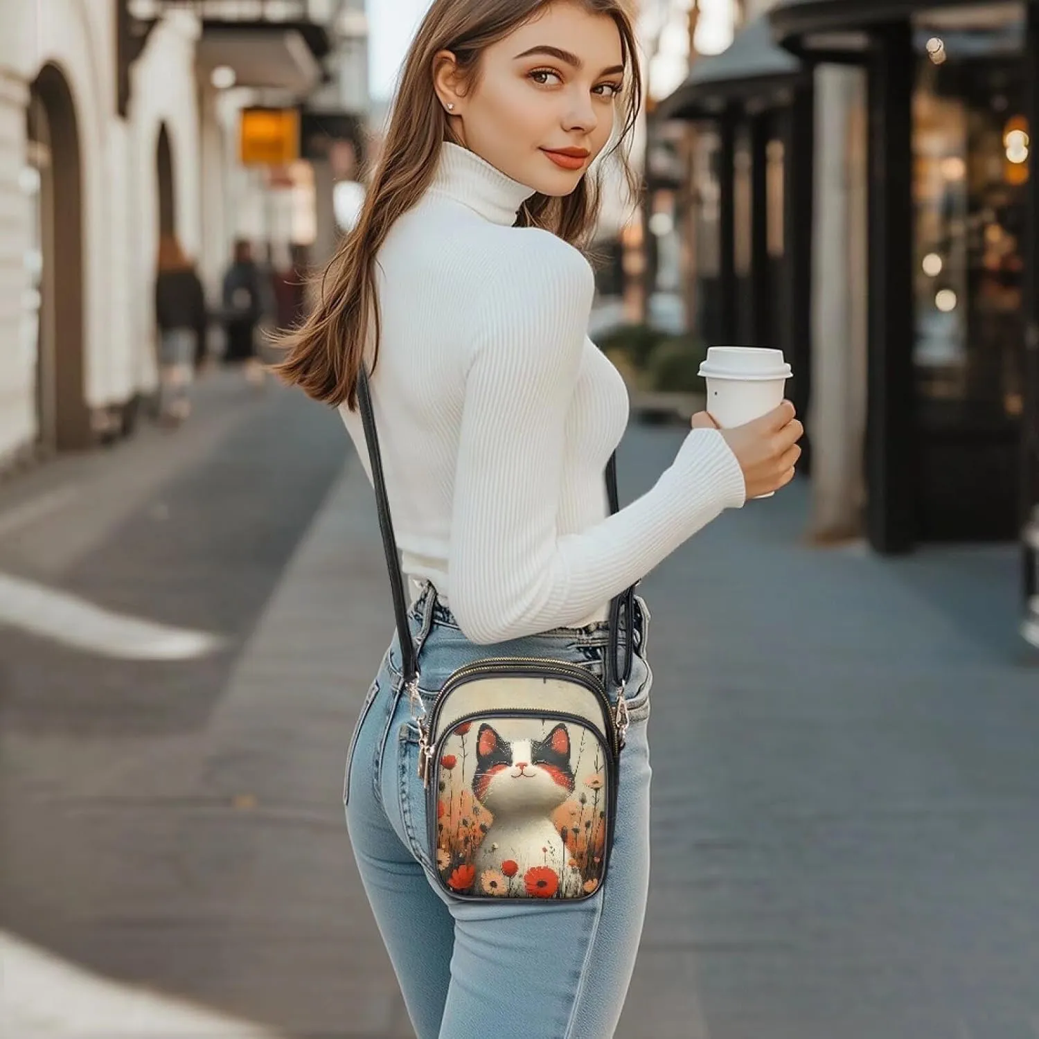 GIFTPUZZ Small Sling Bag for Women Cross Body Bag Leather Wallet for Women Work Travel Anti Theft
