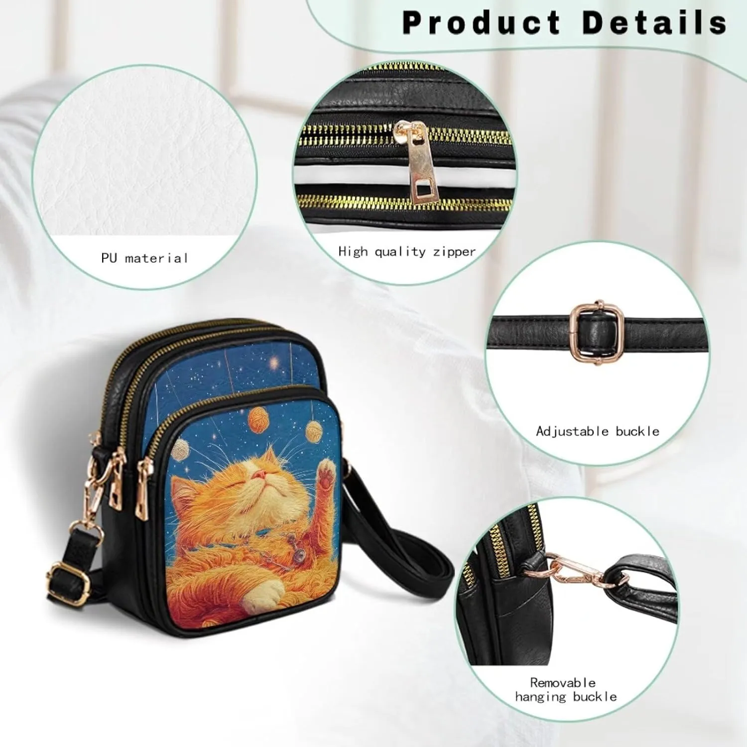 GIFTPUZZ Small Sling Bag for Women Cross Body Bag Leather Wallet for Women Work Travel Anti Theft