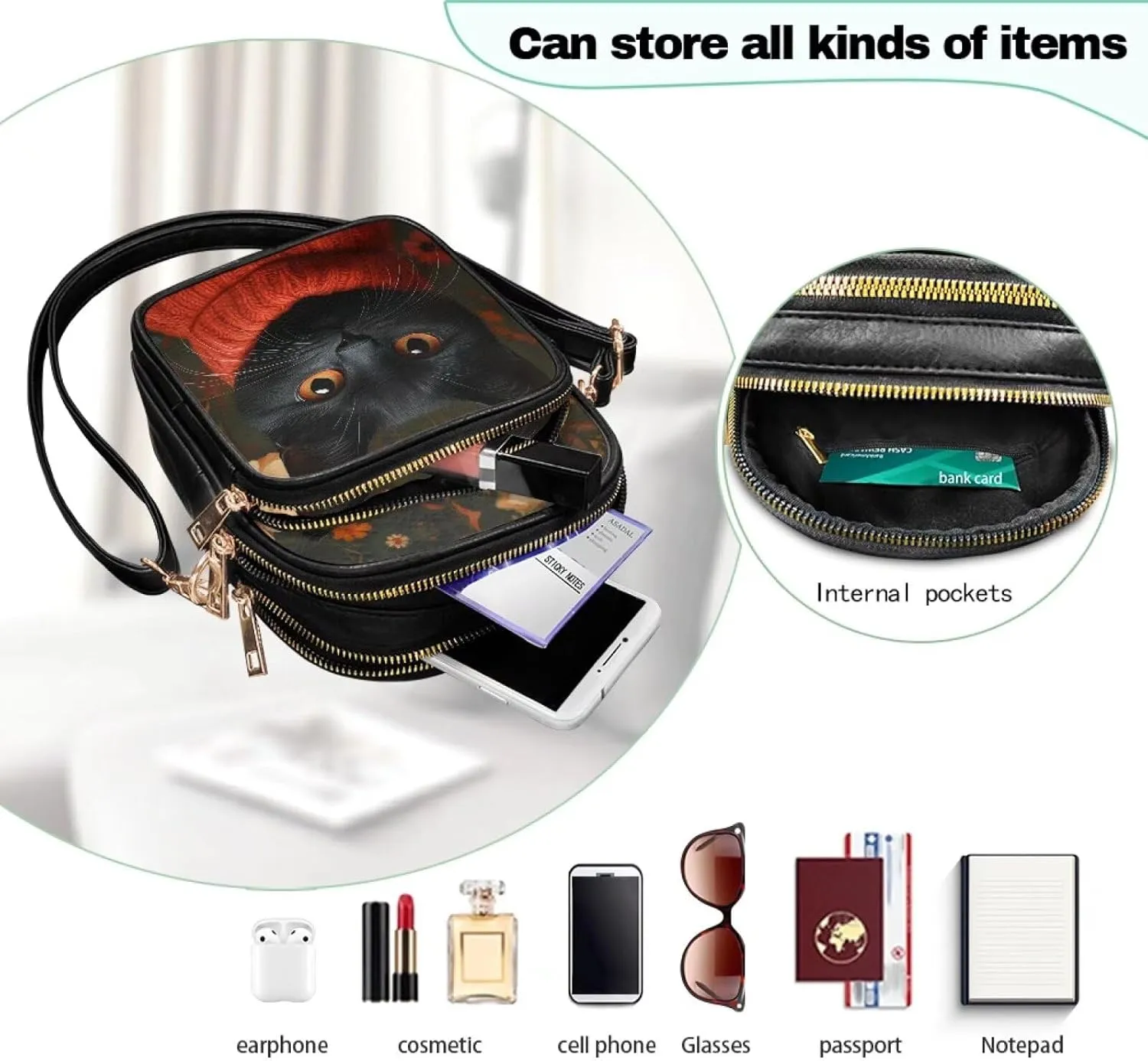 GIFTPUZZ Small Sling Bag for Women Cross Body Bag Leather Wallet for Women Work Travel Anti Theft