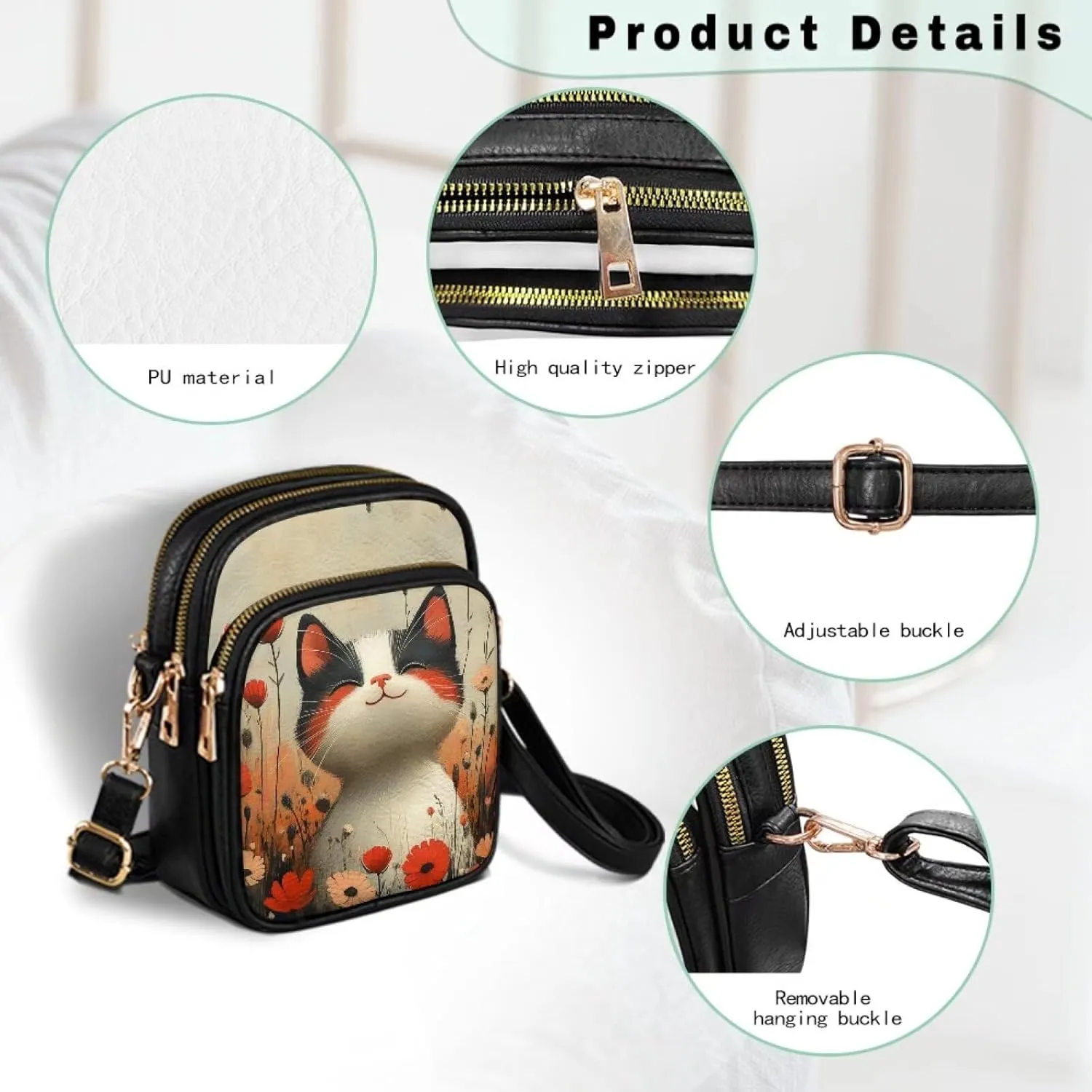 GIFTPUZZ Small Sling Bag for Women Cross Body Bag Leather Wallet for Women Work Travel Anti Theft