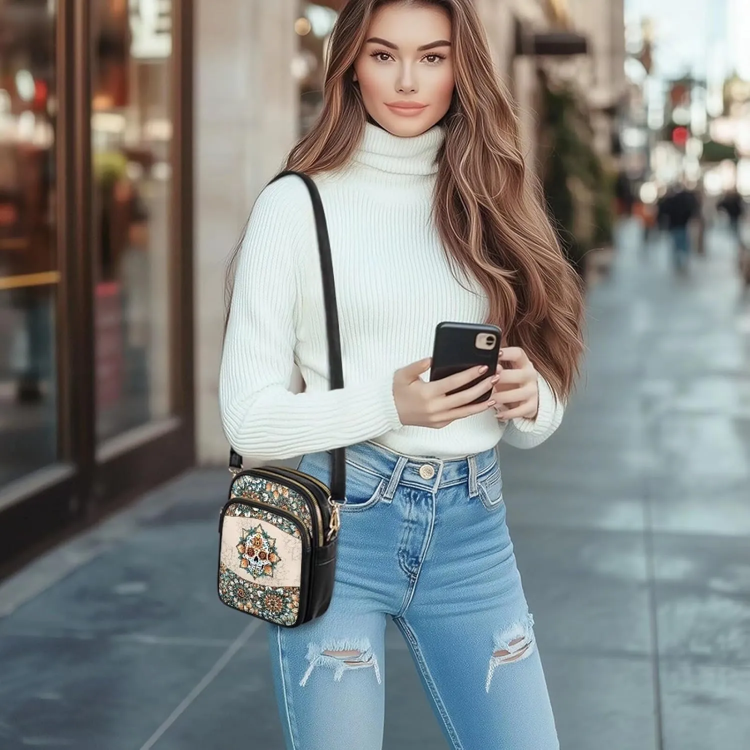 GIFTPUZZ Small Sling Bag for Women Cross Body Bag Leather Wallet for Women Work Travel Anti Theft