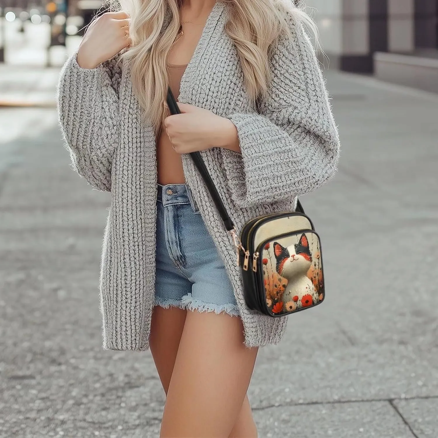 GIFTPUZZ Small Sling Bag for Women Cross Body Bag Leather Wallet for Women Work Travel Anti Theft