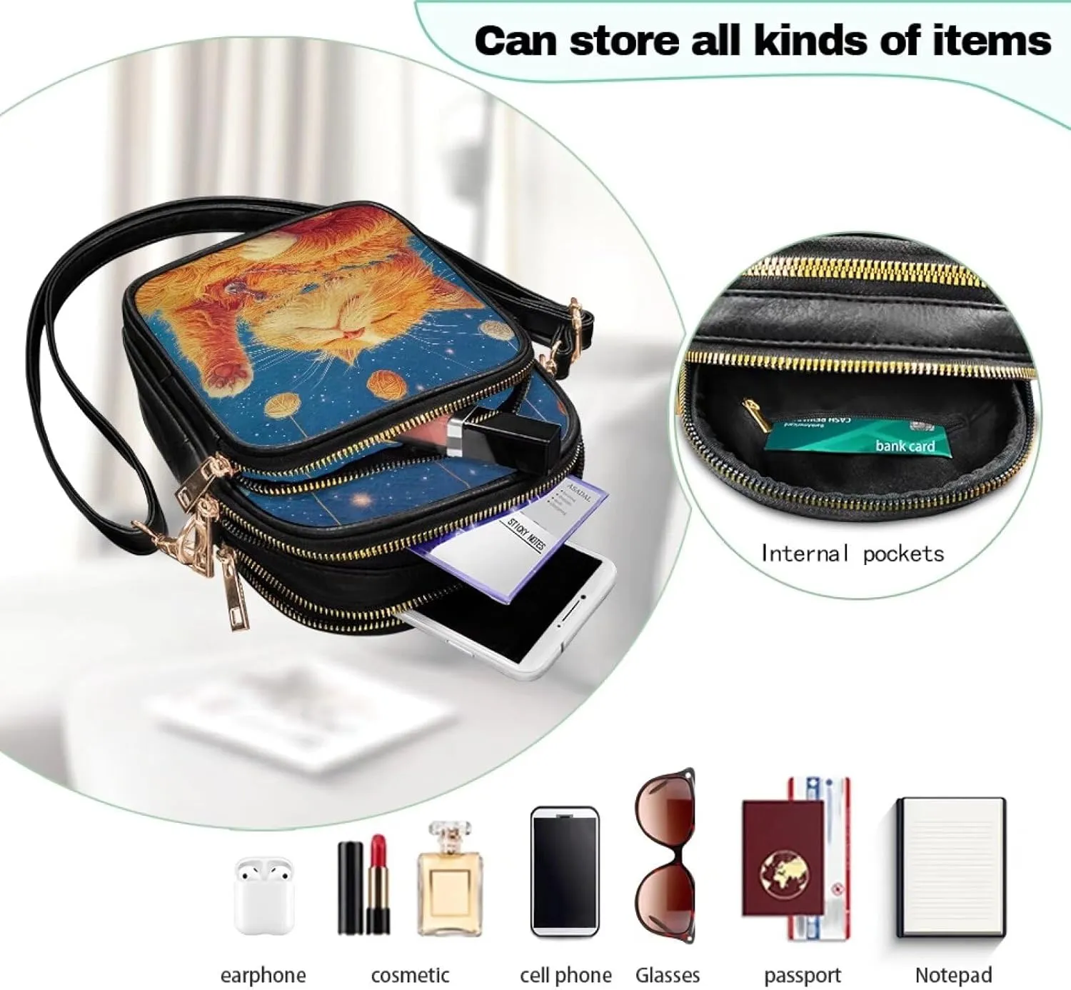 GIFTPUZZ Small Sling Bag for Women Cross Body Bag Leather Wallet for Women Work Travel Anti Theft