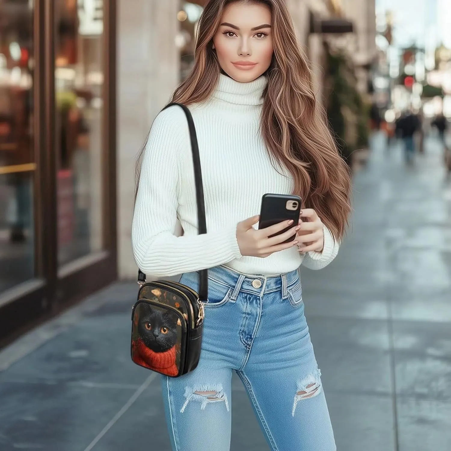 GIFTPUZZ Small Sling Bag for Women Cross Body Bag Leather Wallet for Women Work Travel Anti Theft