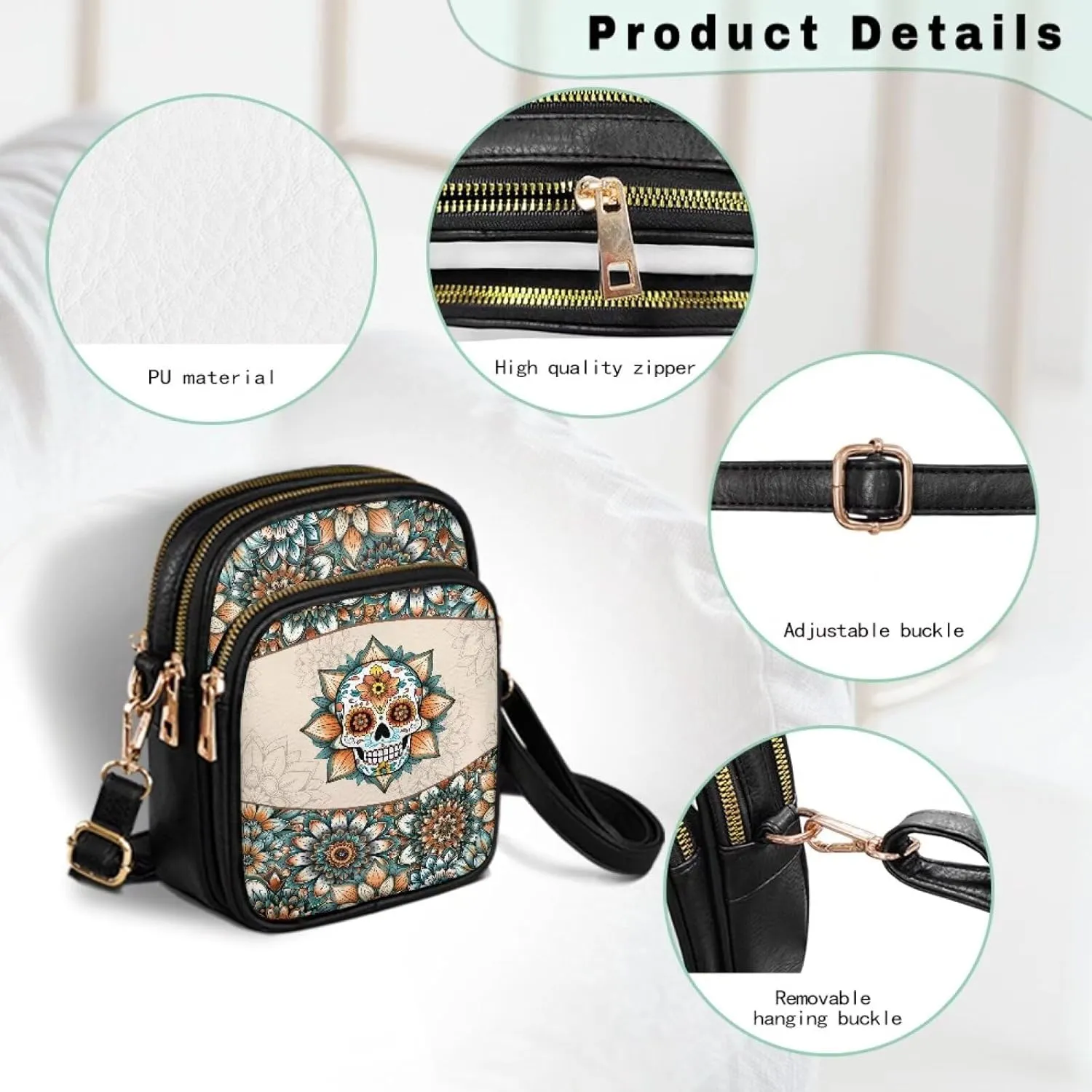 GIFTPUZZ Small Sling Bag for Women Cross Body Bag Leather Wallet for Women Work Travel Anti Theft
