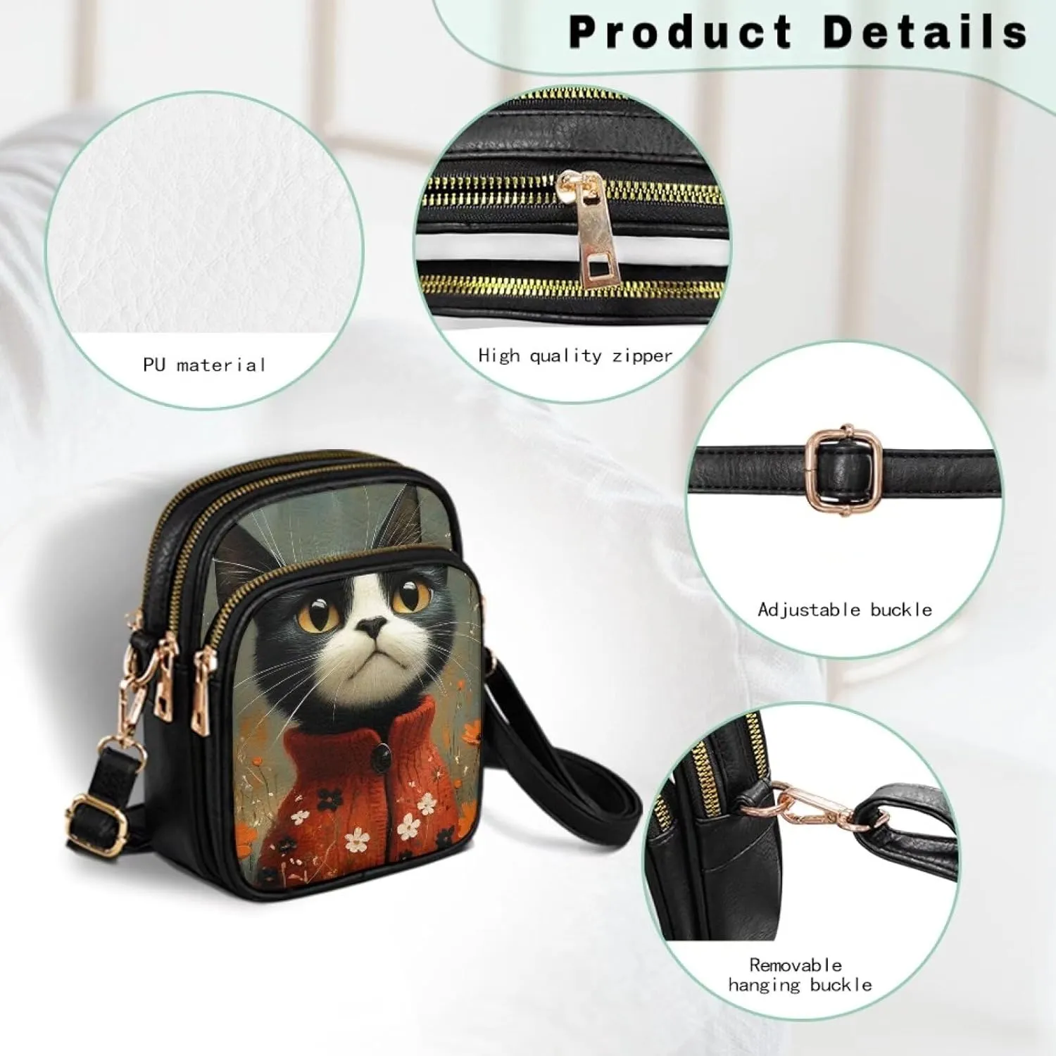 GIFTPUZZ Small Sling Bag for Women Cross Body Bag Leather Wallet for Women Work Travel Anti Theft