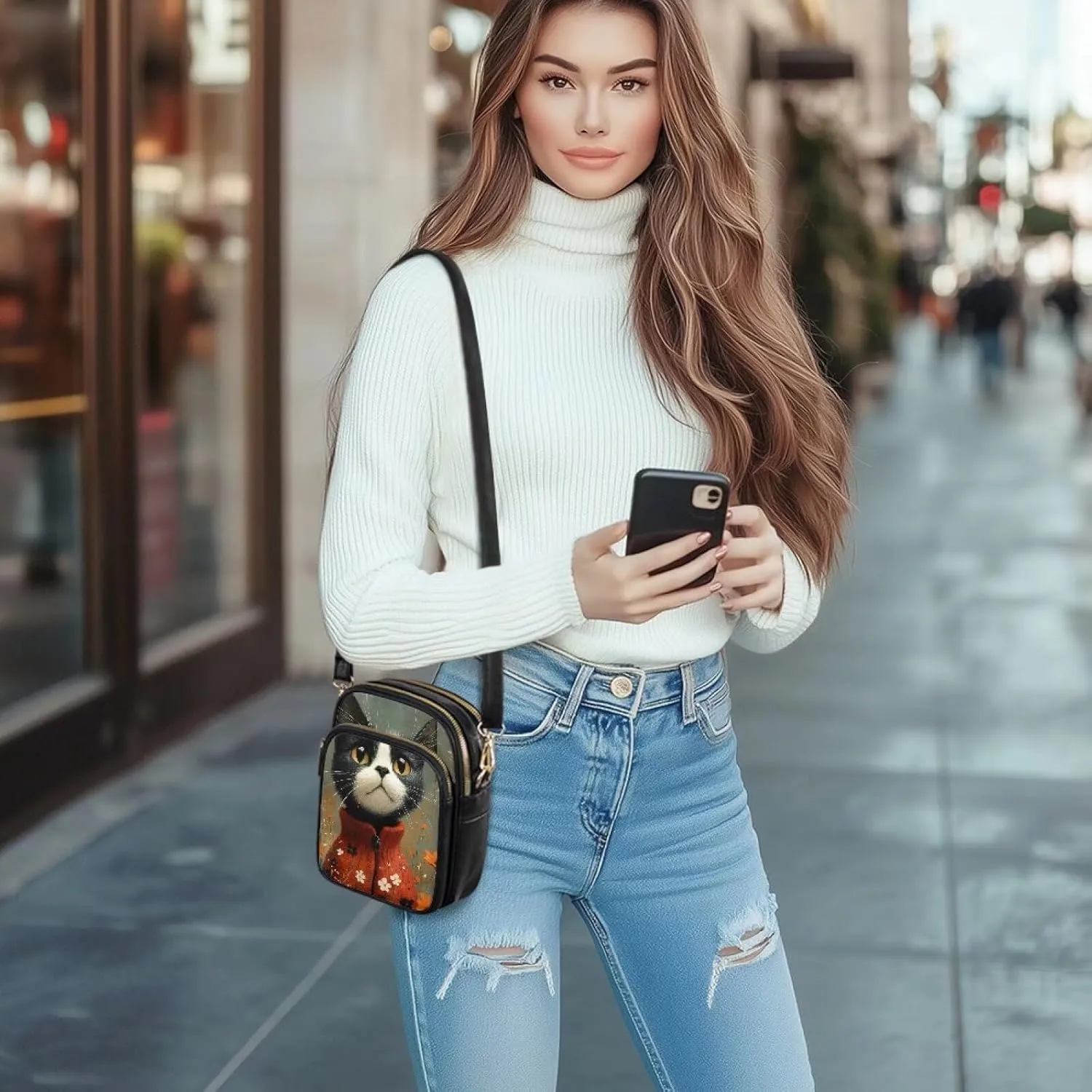 GIFTPUZZ Small Sling Bag for Women Cross Body Bag Leather Wallet for Women Work Travel Anti Theft