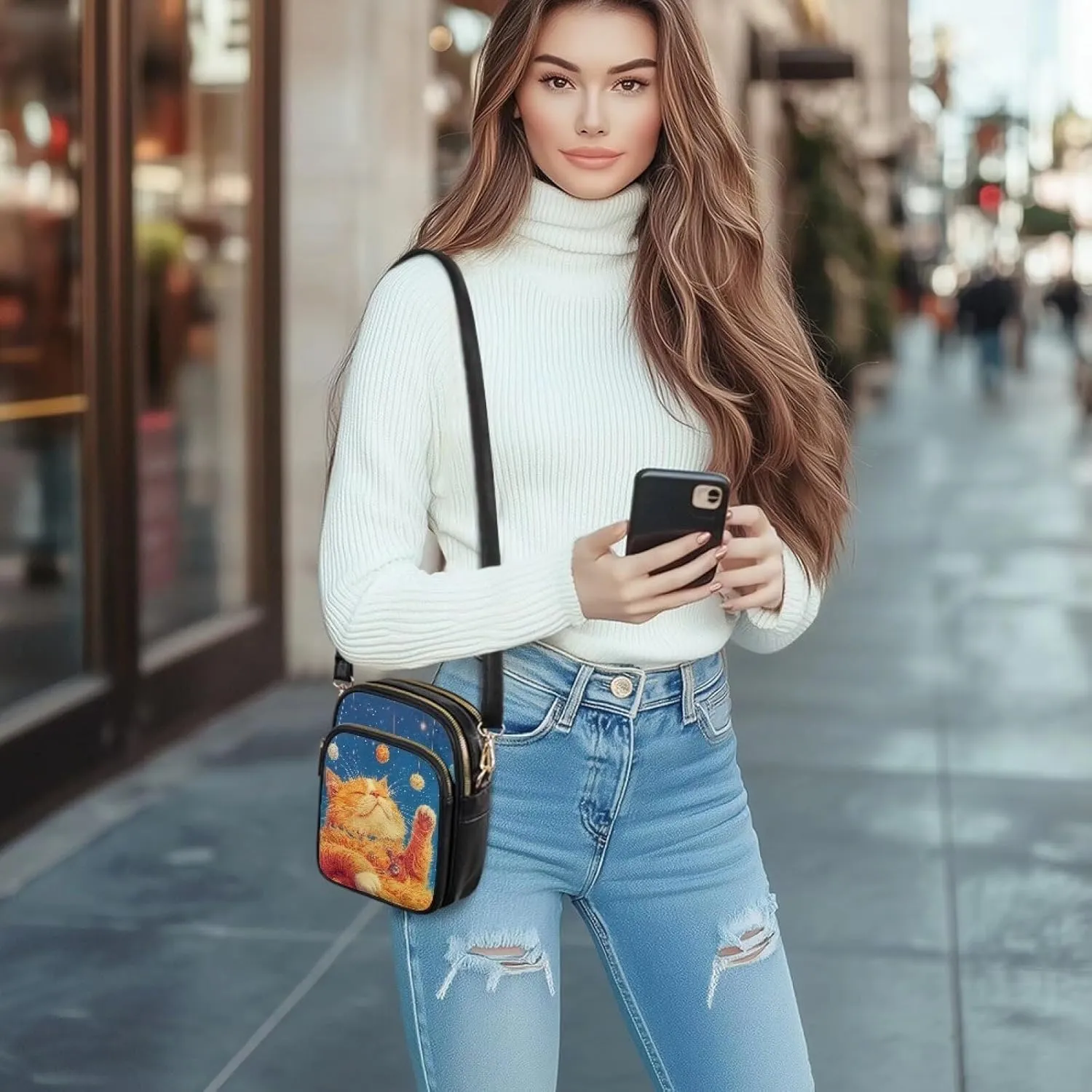 GIFTPUZZ Small Sling Bag for Women Cross Body Bag Leather Wallet for Women Work Travel Anti Theft