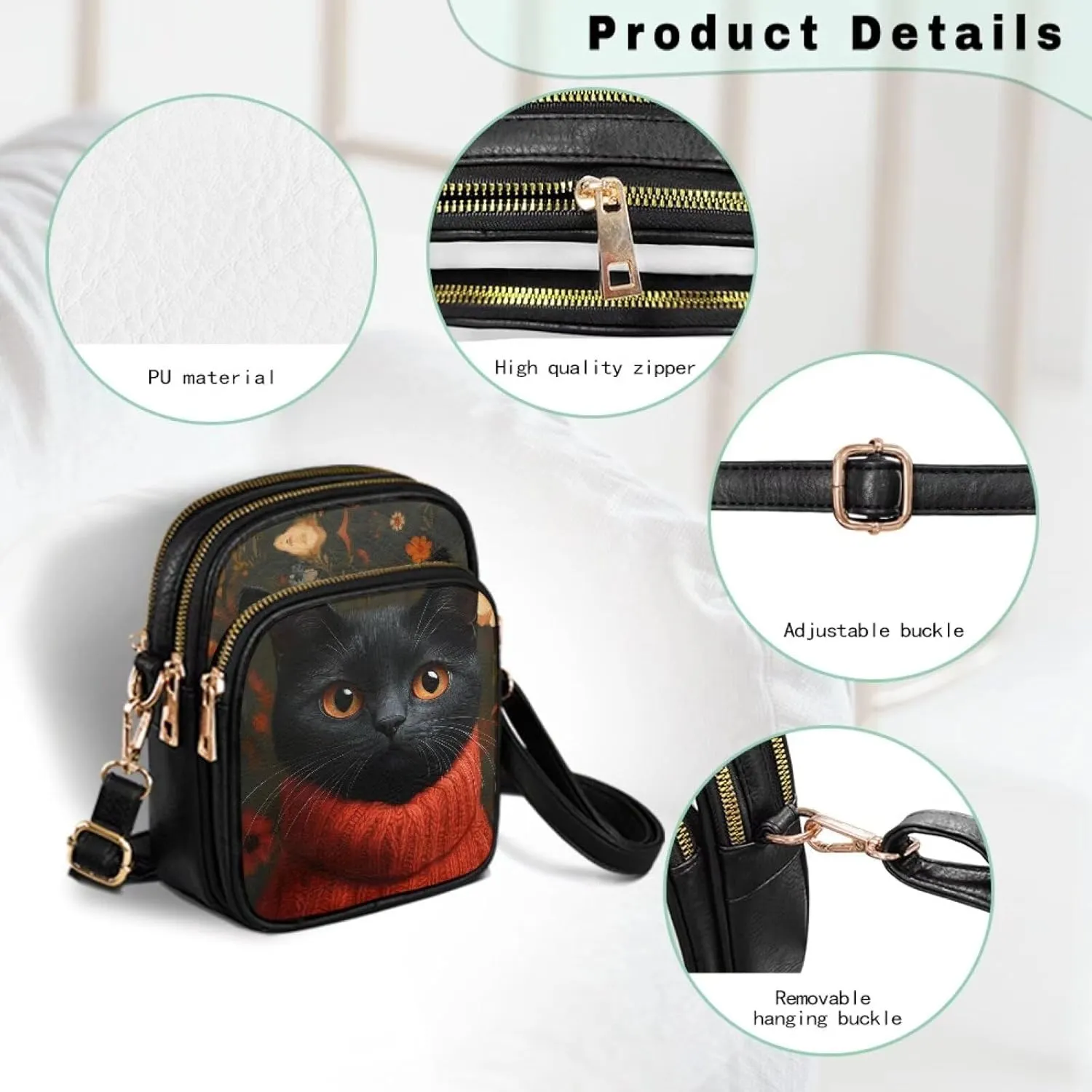 GIFTPUZZ Small Sling Bag for Women Cross Body Bag Leather Wallet for Women Work Travel Anti Theft