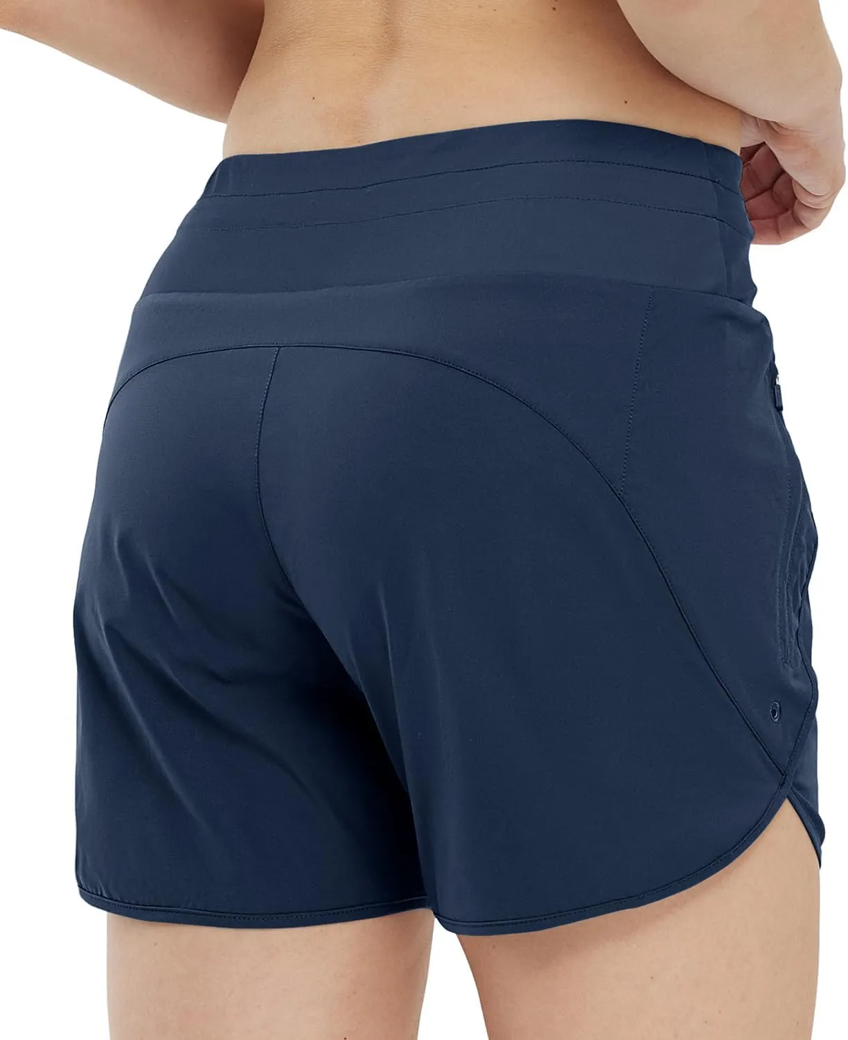 Gopune Women's 5" High Waisted Swim Board Shorts with Zipper Pockets UPF 50  Quick Dry Beach Trunks with Liner