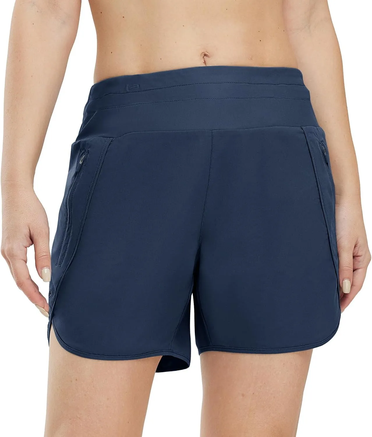 Gopune Women's 5" High Waisted Swim Board Shorts with Zipper Pockets UPF 50  Quick Dry Beach Trunks with Liner
