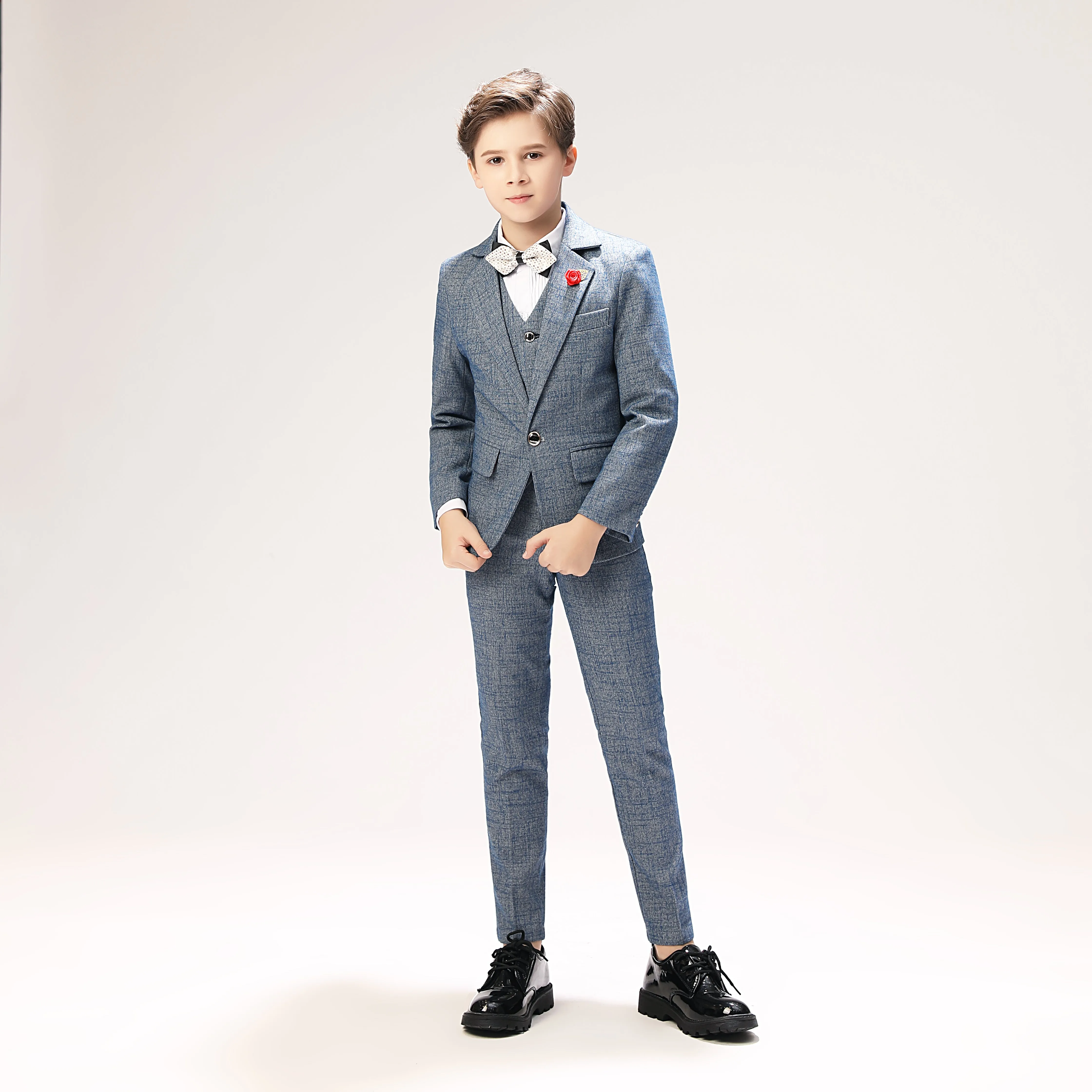 Grey Formal 5 Piece Boys Suits