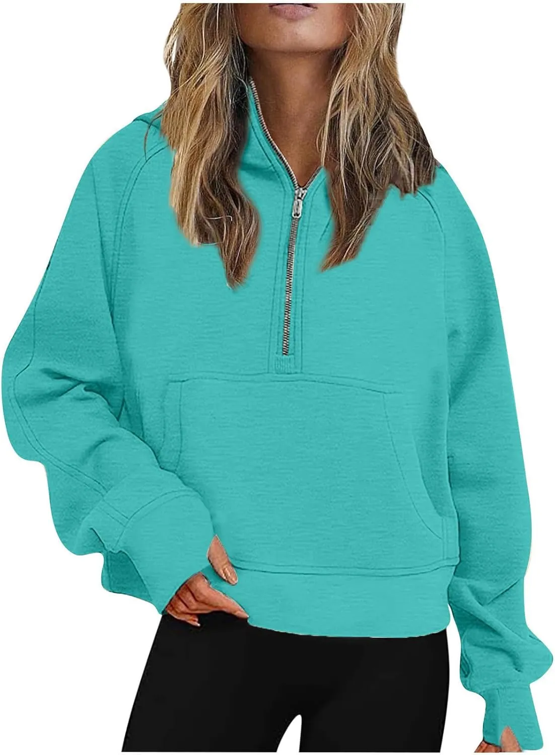 Half Zip Hoodies for Women Fall Fashion 2024 Fleece Oversized Sweatshirt Long Sleeve Cropped Pullover Y2K Clothes