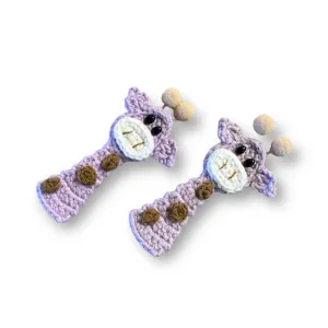 Hand Crocheted Giraffe Hair Clip Set