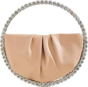 Handbag round tote clutch evening bag, Rhinestone Diamond Frame Wedding Party Purse Ladies Handbag()