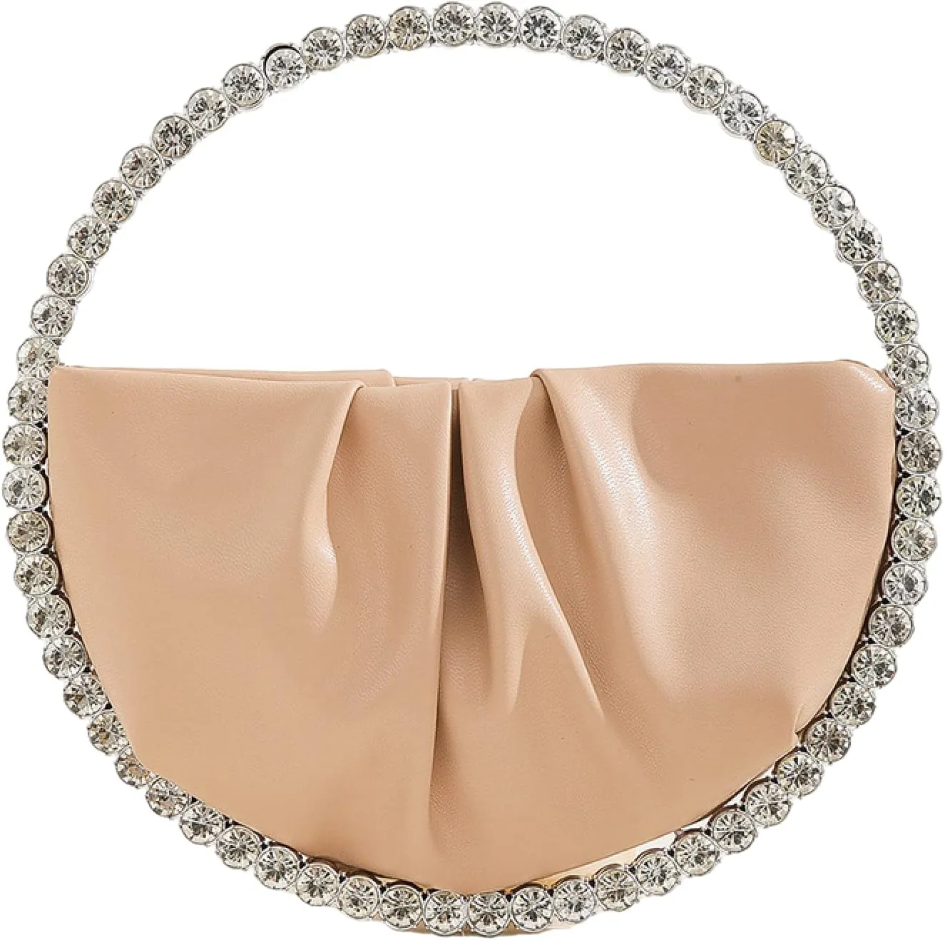 Handbag round tote clutch evening bag, Rhinestone Diamond Frame Wedding Party Purse Ladies Handbag()