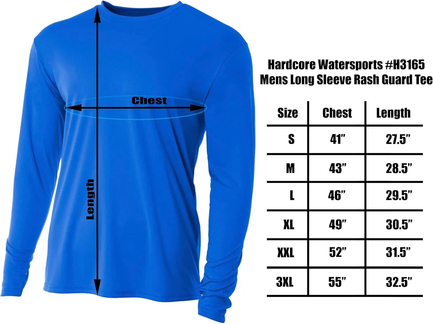 Hardcore Men's Long Sleeve Loose Fit Rash Guard Surf Shirt for Water Sports | Lightweight, Quick-Dry Swimwear