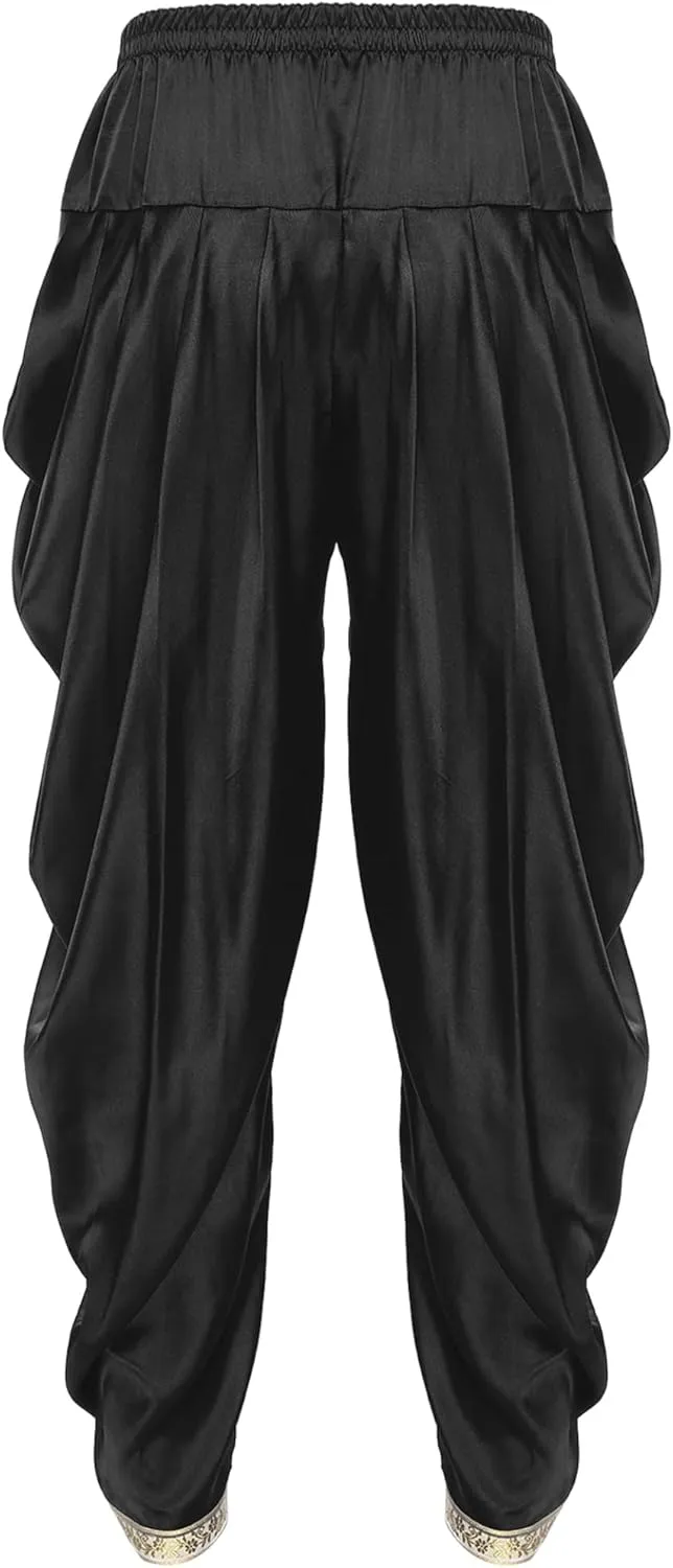 Harem Pants for Men Loose Fit Elastic Waist Dhoti Pants Drop Crotch Trousers Halloween Fancy Dress