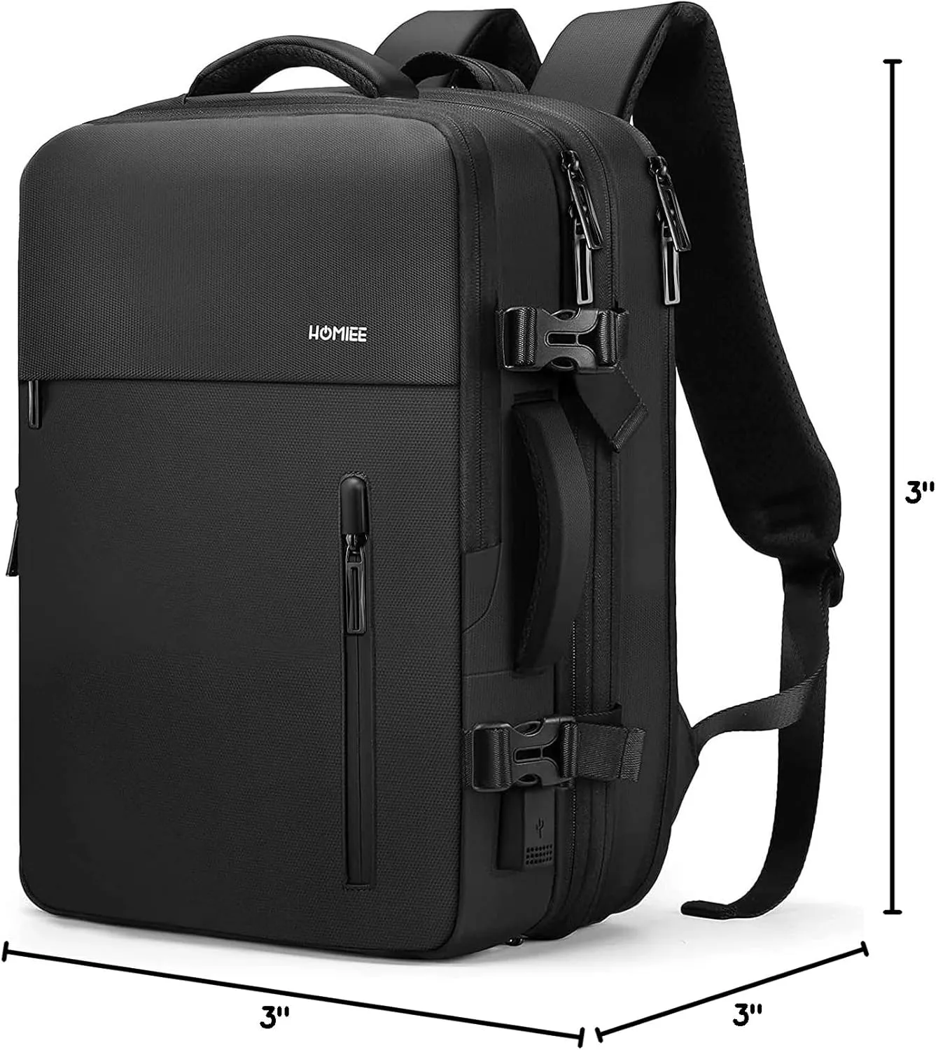HOMIEE 40L Travel Backpack TSA Approved Personal Item Bag Carry on Luggage 18x14x8 Expandable Laptop Backpack for Men Women, Black
