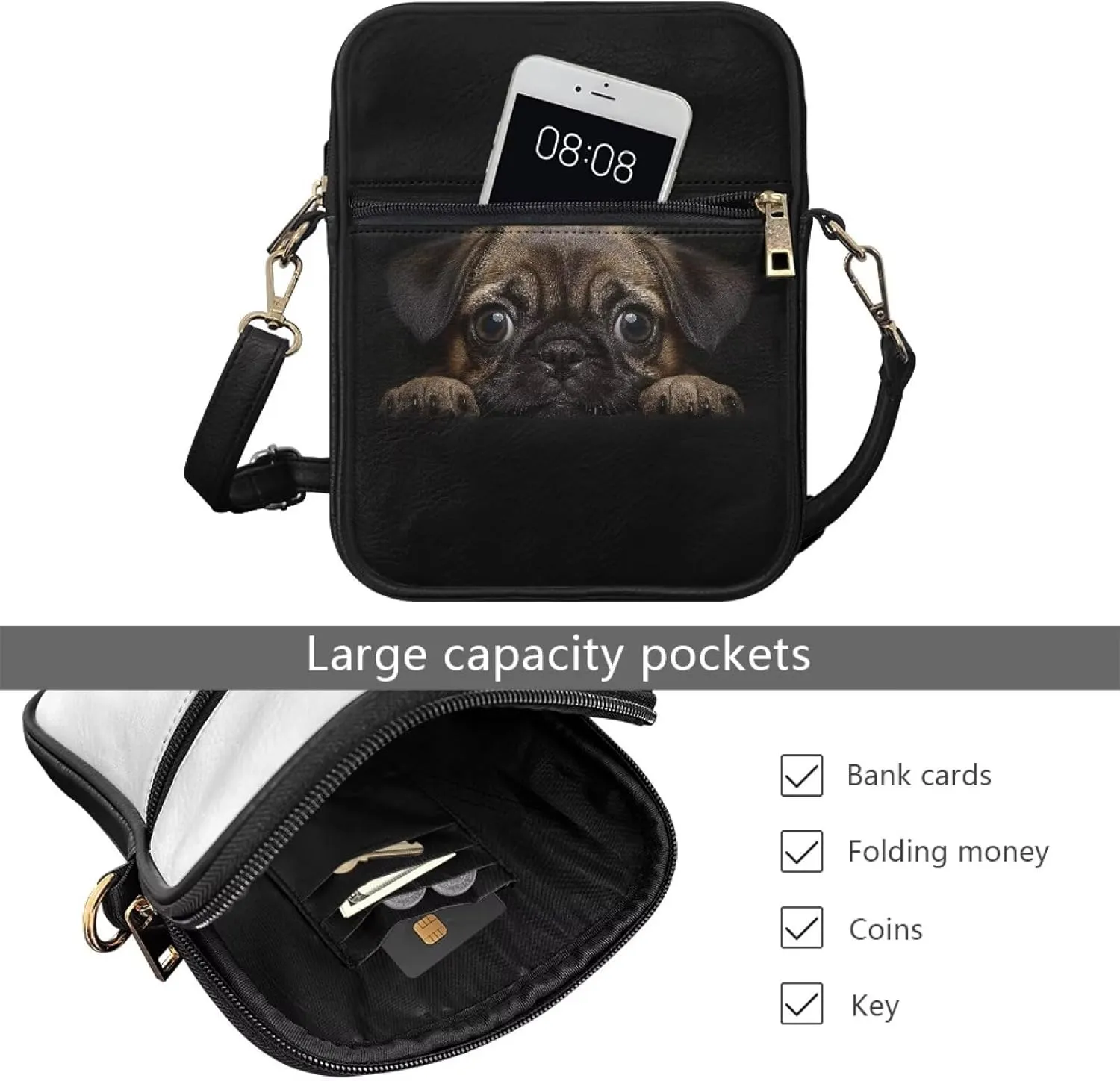 HUGS IDEA Messenger Bag for Women Crossbody Cell Phone Purse Lightweight Shoulder Bag