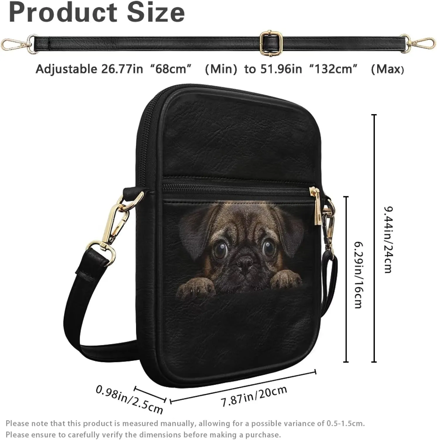 HUGS IDEA Messenger Bag for Women Crossbody Cell Phone Purse Lightweight Shoulder Bag