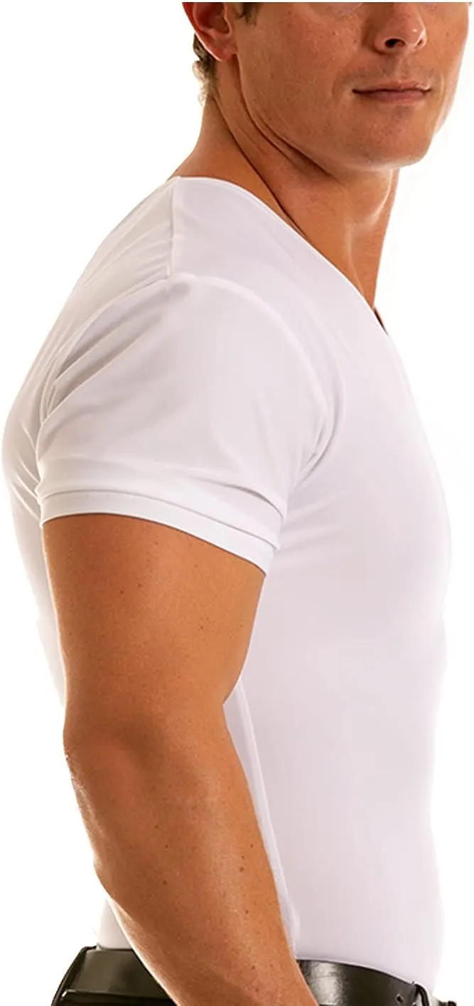 Insta Slim - Made in USA - Mens Slimming Compression Body Shaper V-Neck for Back Support, Gynecomastia & Hernias