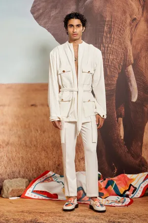 Ivory Corduroy Safari Overshirt