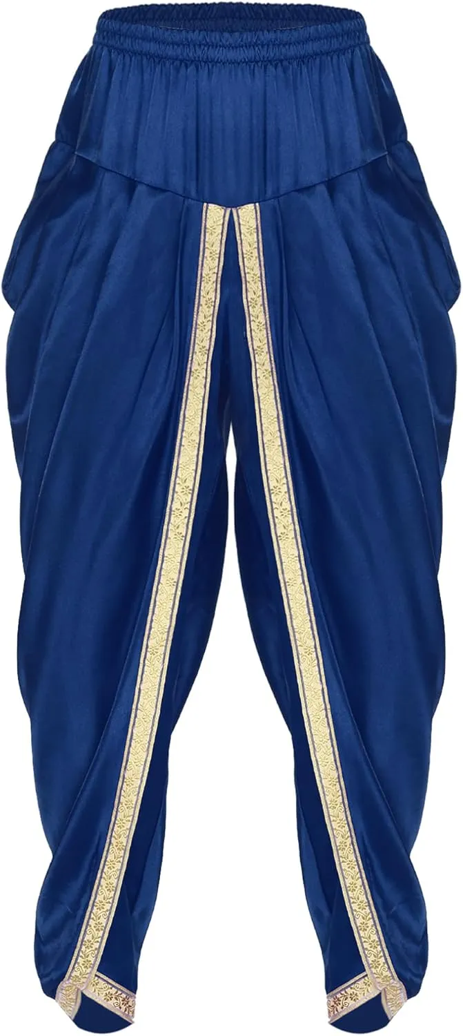 JEATHA Baggy Yoga Harem Pants for Men Satin Indian Arabian Gypsy Tribal Trouser Hippie Trousers Cosplay