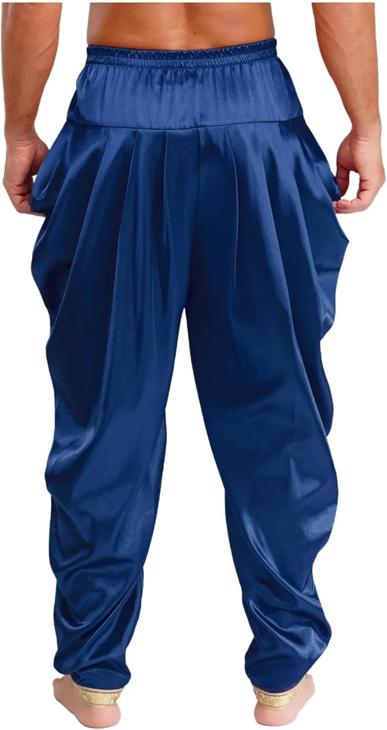 JEATHA Baggy Yoga Harem Pants for Men Satin Indian Arabian Gypsy Tribal Trouser Hippie Trousers Cosplay