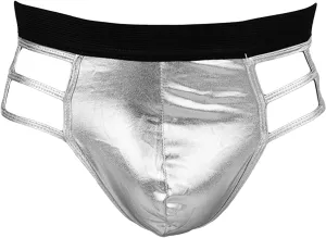 JEShifangjiusu Men's Backless Jockstrap Thongs Leather Bulge Pouch Underwear Sexy Hollow Out Low Rise G-Strings Briefs