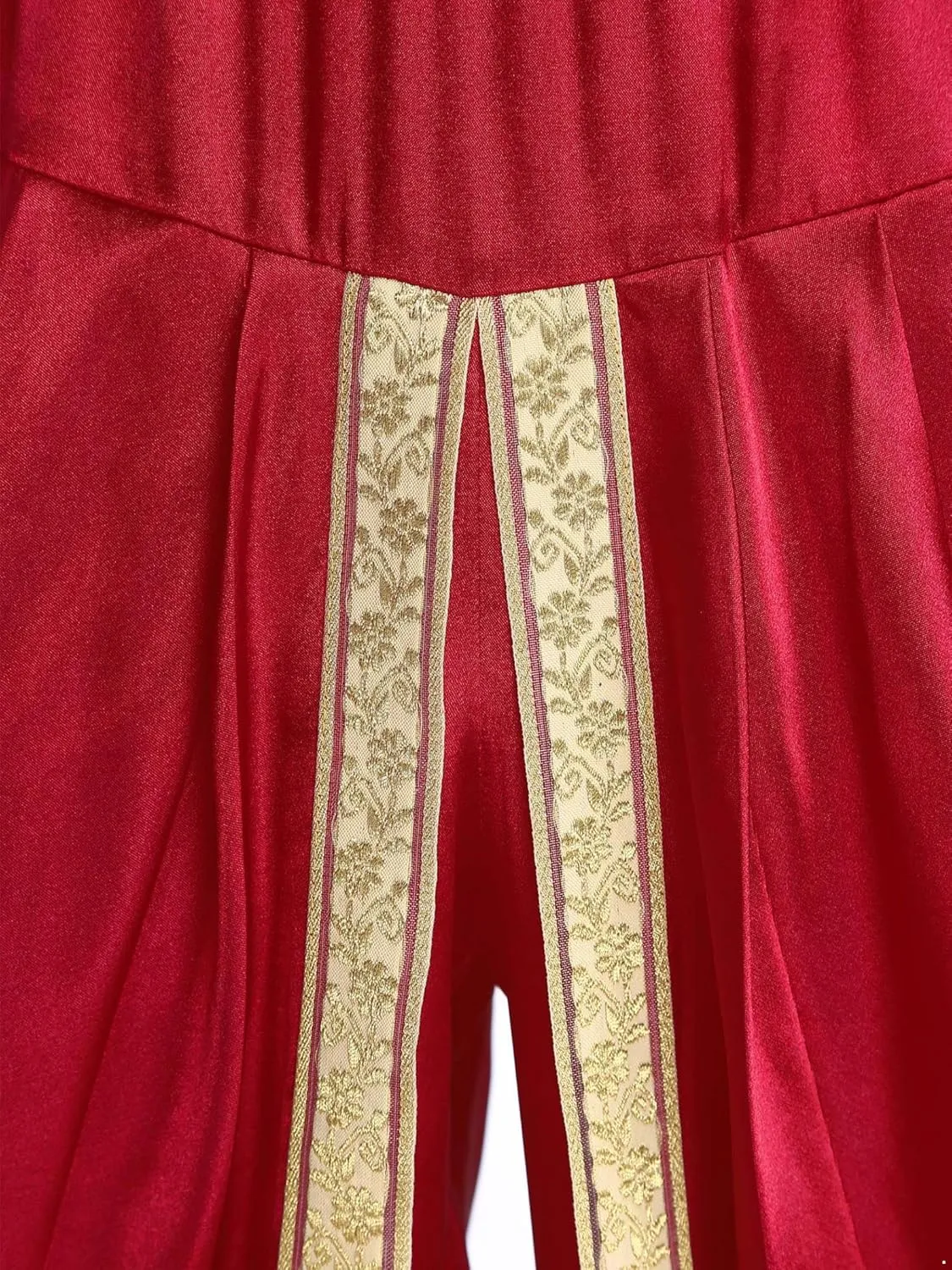 JEYPINMI Men India Satin Dhoti Pants Ruffle Elastic Waistband Draped Baggy Pant for Hippie Yoga