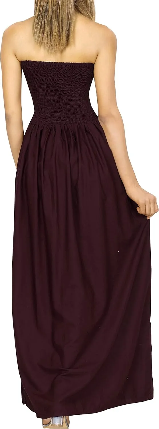 LA LEELA Women's Tube Dress Maxi Solid Smock