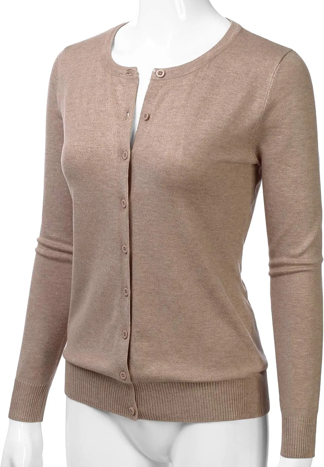 LALABEE Women's Crewneck Long Sleeve Button Down Knit Cardigan Sweater (S-XXL)